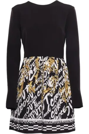 VERSACE Short Dresses, female, , XS, Baroque Print Long Sleeve Dress - Size 44