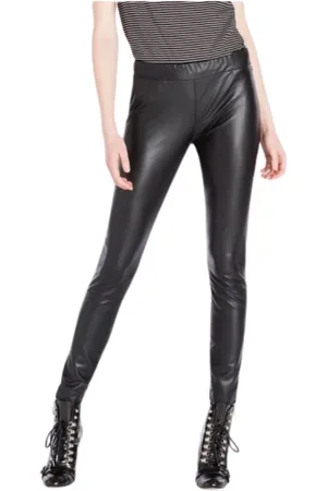Twin-Set Faux Leather Legging with Horizontal Stitching