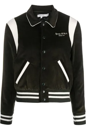 Sporty & Rich Embroidered Corduroy Varsity Bomber Jacket