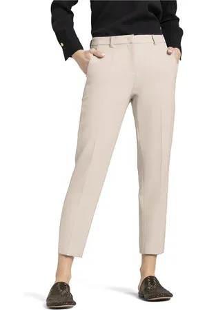 Cambio Cream Cropped Trousers with Pressed Front