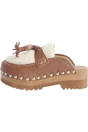 JEJIA Clogs, female, , 3 UK, Leather Shearling Clog Shoes