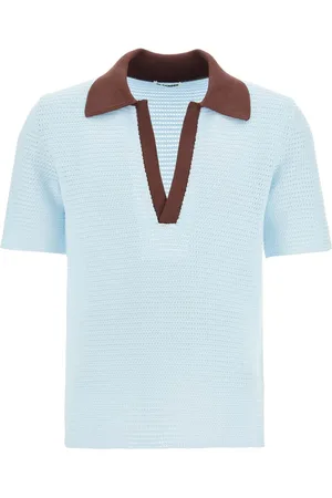 Jil Sander V-neck Knitwear, male, , M, Perforated Short-Sleeved Polo Shirt