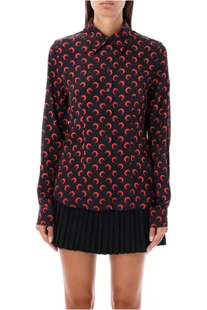 Marine Serre Shirts, female, , XS, Moon Print Black Blouse