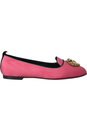 Dolce & Gabbana Velvet Loafers with Gold Heart Detail
