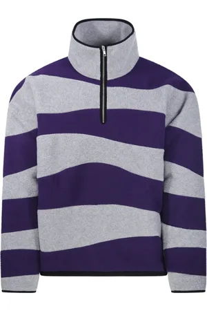 BONSAI Intarsio Halfzip Hoodie Sweatshirt in Purple-Grey