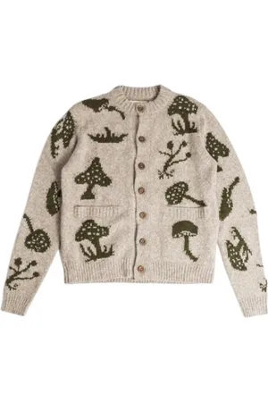 Baziszt Cardigans, male, , XL, Handmade Shroom Cardigan with Nature Motif