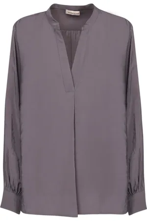 BLANCA Blouses, female, , M, Grey V-Neck Long Sleeve Tunic