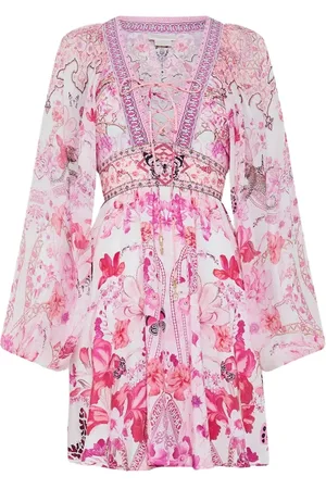 Camilla Botanical Novella Lace Up Short Dress