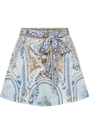 Camilla Floral High-Waisted Silk Shorts