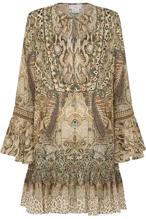 Camilla Short Dresses, female, , XS, Mini dress with animal print and ruffle