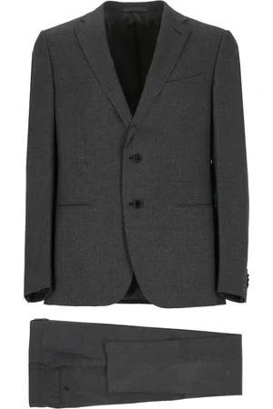 CARUSO Grey Wool Suit with Classic Lapel