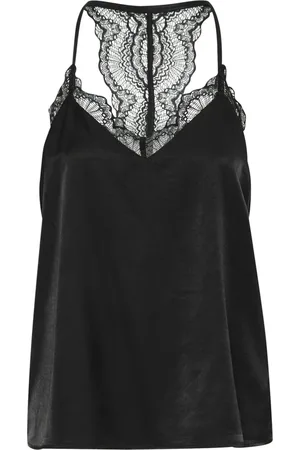 Cream Elegant Fine Lace Top in Pitch
