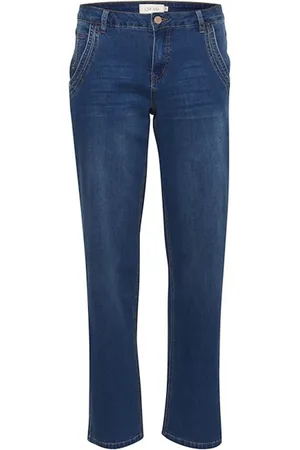 Cream Straight Jeans, female, , W27 L32, Straight-leg Indigo Denim Jeans