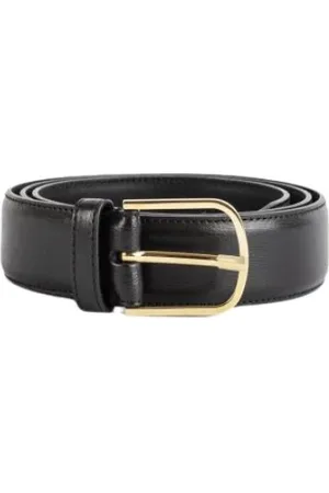 Totême Belts, unisex, , 90 CM, Classic Leather Belt with Gold Buckle