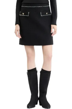 FAY Short Wool Bouclé Skirt with Trim