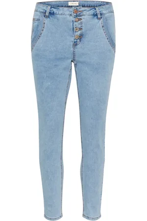 Cream Slim-Fit Cropped Jeans with Smart Details