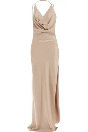 Andamane Gowns, female, , XS, Satin Vera Maxi Dress with V-Neckline