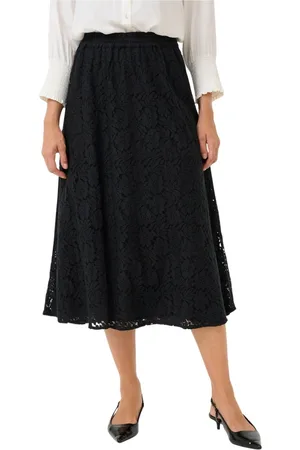 Cream Midi Skirts, female, , 2XL, Lace Skirt