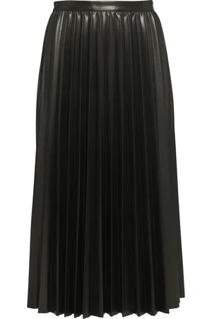 Comma, Midi Skirts, female, , XL, Pleated Faux Leather Skirt
