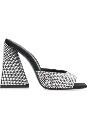 The Attico Heeled Mules, female, , 3 UK, Rhinestone Square Toe Polyester Mules