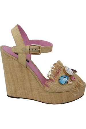 Dolce & Gabbana Luxurious Silk Rhinestone Wedge Sandals