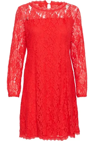 Cream Lace Dress with Puff Sleeves