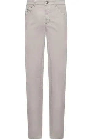 Brunello Cucinelli Italian Fit Beige Cotton Gabardine Trousers