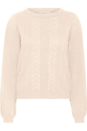 Cream Round-neck Knitwear, female, , XS, Holiday Knit Pullover Oat Melange