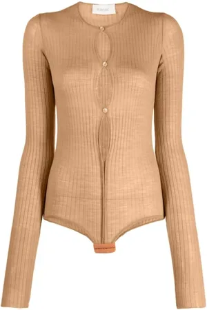 Sportmax Body, female, , M, Ribbed-Knit Button-Up Bodysuit