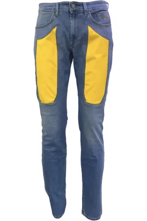 Jeckerson Denim Jeans with Yellow Alcantara Patches