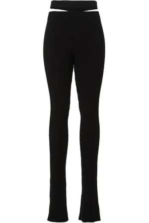 ANDREA ADAMO Skinny Trousers, female, , S, Ribbed Cut Out Skinny Trousers