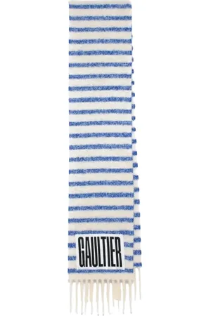 Jean Paul Gaultier Nautical Striped Wool Scarf with Fringes