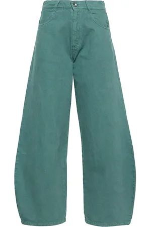 HENRIK VIBSKOV Turquoise Wide-Leg Cotton Blend Trousers