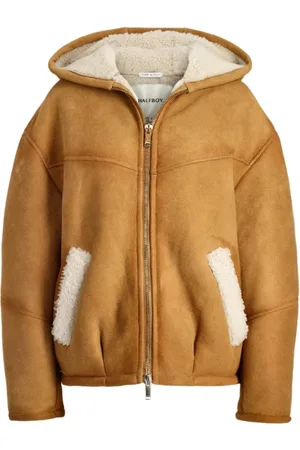 Halfboy Zip-throughs, female, , S, Shearling Hoodie in Honey Color
