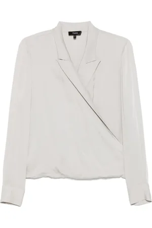 THEORY Blouses, female, , M, Plunging V-Neck Long Sleeve Shirt