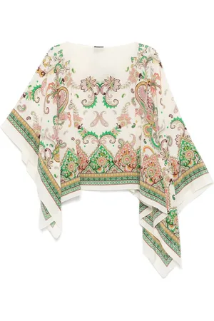 Etro Capes, female, , ONE SIZE, Beige Asymmetric Boat Neck Cape