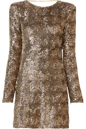 Elisabetta Franchi Camel Sequin Embellished Dress