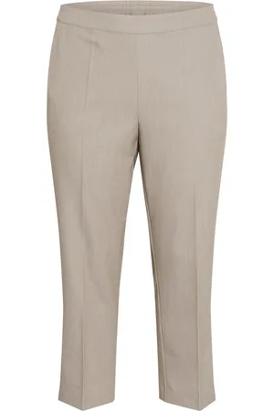 Kaffe Cropped Trousers, female, , 3XL, Cropped Elephant Skin Melange Trousers
