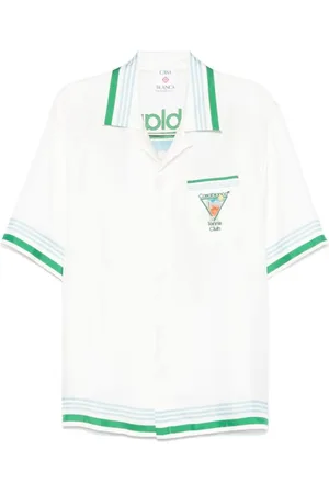 Casablanca Logo Print Cuban Collar Shirt