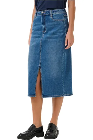 Kaffe Denim Skirts, female, , 2XL, Denim Skirt with High Waist and Front Slit