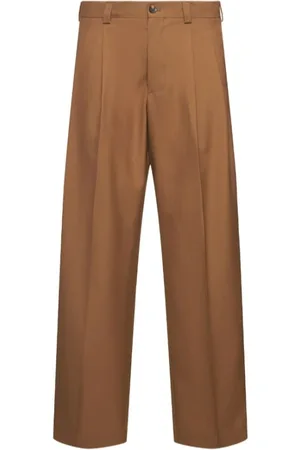 LANEUS Flannel Trousers in Camel Wool