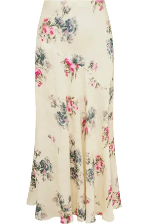 LOVESHACKFANCY Maxi Skirts, female, , L, Floral Silk Maxi Skirt