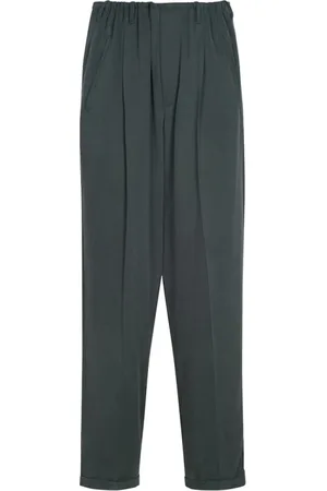 MAGLIANO Straight Trousers, male, , M, Pleated Tencel Trousers Petrol Grey
