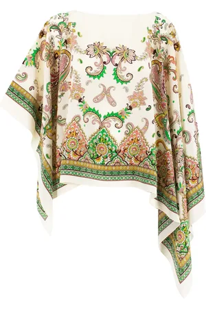 Etro Capes, female, , ONE SIZE, Silk Paisley Print Asymmetrical Poncho