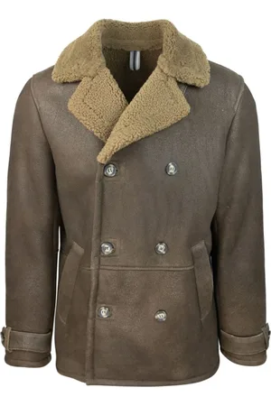 DFOUR Faux Fur & Shearling Jackets, male, , M, Suede Double-Breasted Coat
