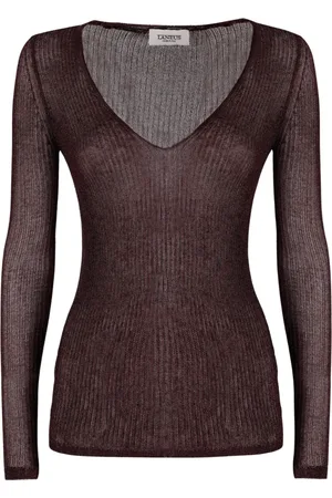 LANEUS Long Sleeve Tops, female, , S, V-Neck Lurex Jumper