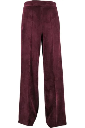 D.EXTERIOR Bordeaux Velvet Wide Leg Trousers