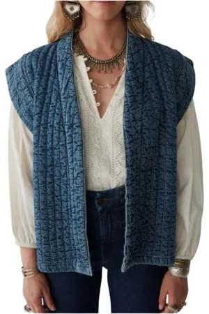 MAISON HOTEL Vests, female, , S, Quilted Denim Sleeveless Vest