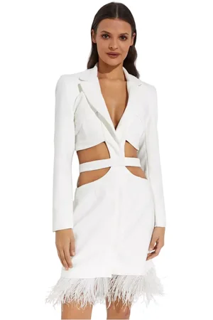 PATBO Short Dresses, female, , XL, Feather Mini Dress Blazer Style
