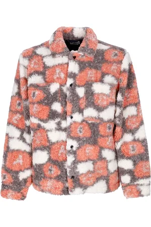 Obey Faux Fur & Shearling Jackets, male, , S, Sherpa Lined Jacket Orange Multi